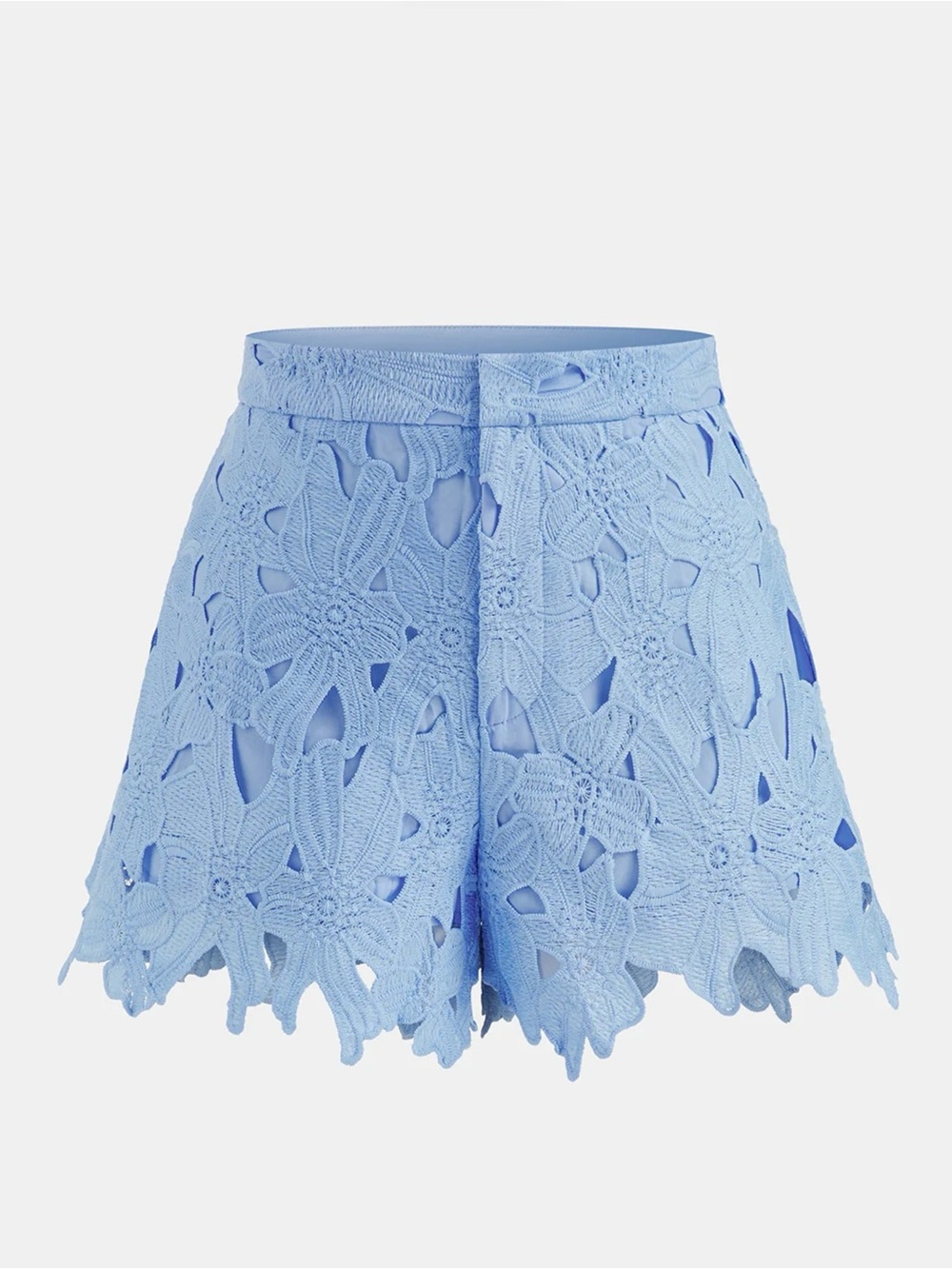 Commense Floral Lace Cropped Shirt & Shorts Set - Large - Blue - Picture 6 of 9